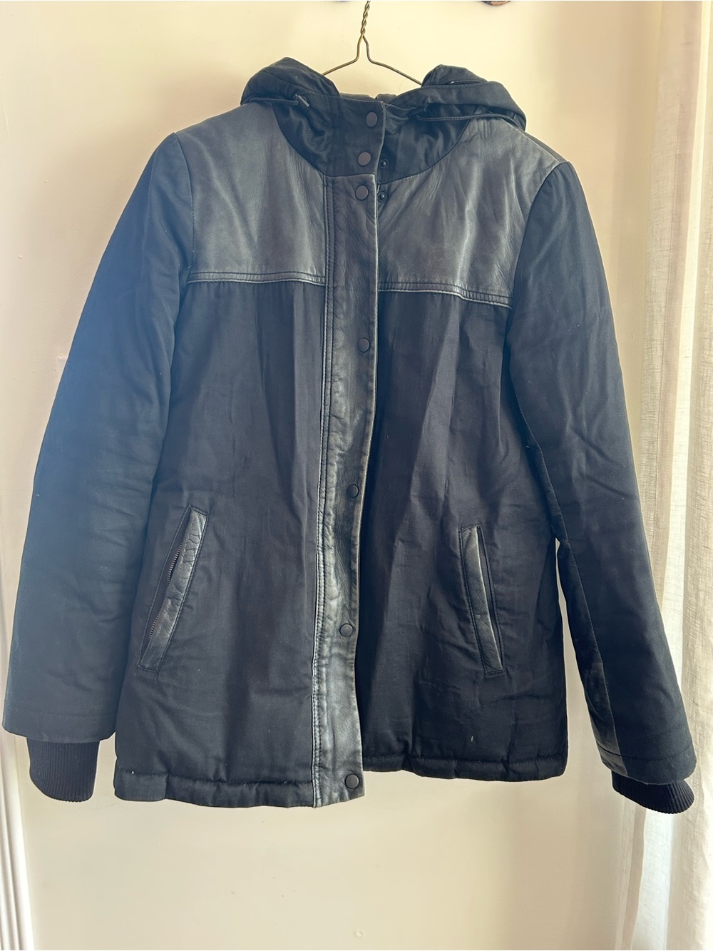 Danier Leather and Canvas Hooded Winter Coat